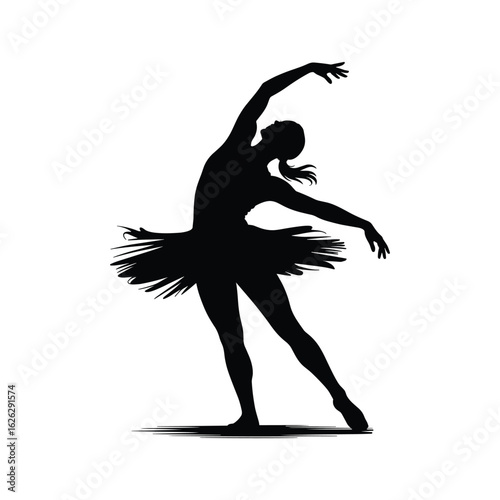 Silhouette of a graceful ballerina in a dynamic pose