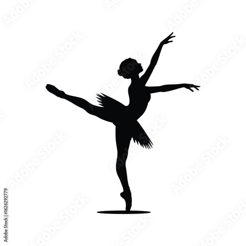 Silhouette of a graceful ballerina in a classic pose on pointe shoes