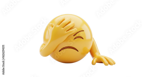 Emoji facepalm gesture isolated on transparent background