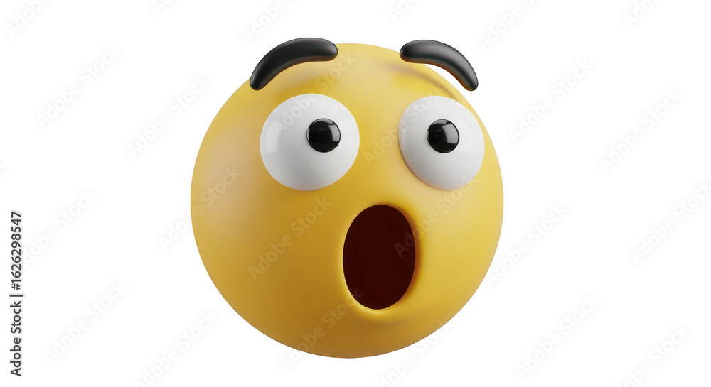 Shocked yellow emoji face isolated on transparent background Shocked yellow emoji face isolated on transparent background
