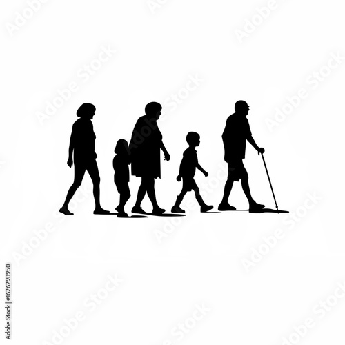 Grandparents and grandchildren walking together