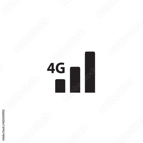 Vector art of 4g signal strength indicator isolated on white background