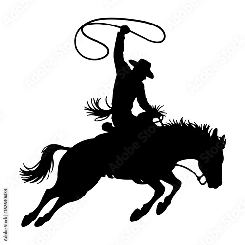 Vector illustration of cowboy rodeo scene isolated on white ready for print