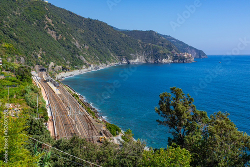 A photo of a train on the tracks