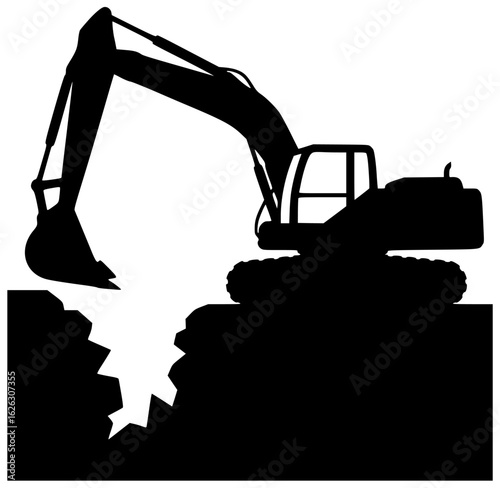 Excavator digging deep into the earth and moving heavy rocks lifting large trees clearing land for construction demolishing old buildings excavating minerals digging trenches for pipes removing snow 