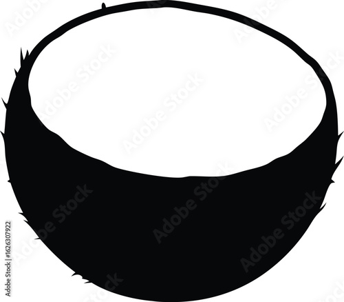  a halved coconut with white flesh silhouette vector