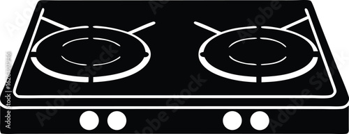  a two burner gas stove silhouette vector icon