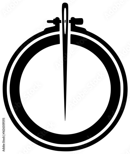 needle in a hand with thread on a table in a sewing machine and a medical kit on fabric in a crafts box with a handle in a workshop on an embroidery hoop in a box