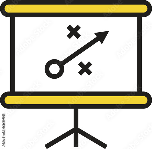 Presentation slide illustration featuring a strategic plan arrow with cross marks, symbolizing business planning, strategy mapping, workflow direction, and corporate goal alignment. Ideal for business