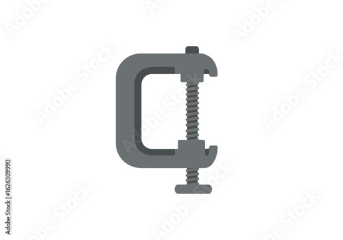 A gray cartoonish Cclamp with a threaded screw and Thandle