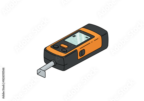 A portable meter orange and dark with a sensor probe