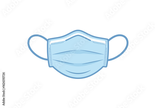 Light blue surgical mask with ear loops  dotted stitching safety gear for health