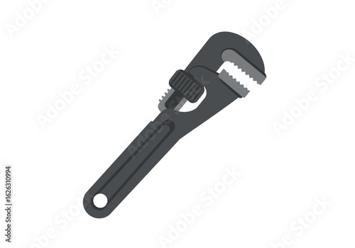 Pipe Wrench A dark angled wrench with jagged jaws ready for plumbing work