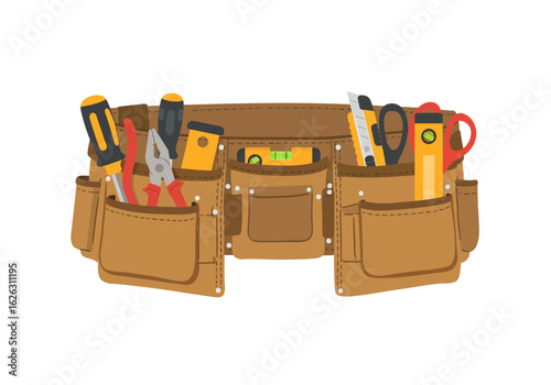 Tool belt with assorted tools ready for a project