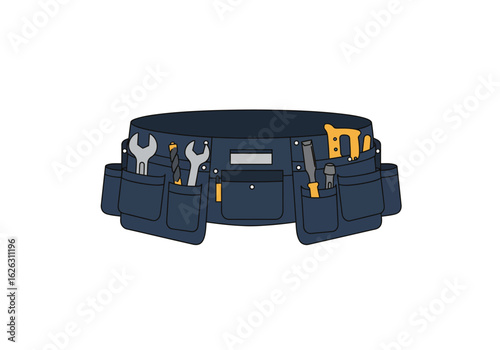 Tools sit snug in a carpenters belt awaiting their purpose