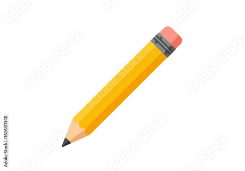 Sunny yellow pencil points the way forward ready to write