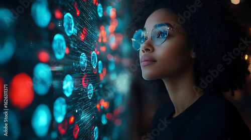 Doctor presenting health impact of climate change via futuristic digital screen 