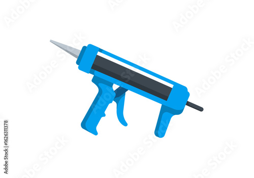 Sealant Gun A blue tool poised ready for home repair tasks with its gray nozzle and black tube