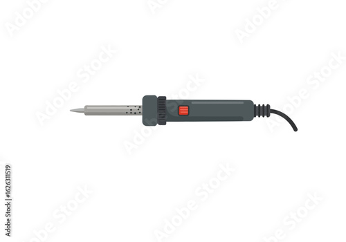 Precision tool a gray soldering iron with power cord awaits its next delicate task