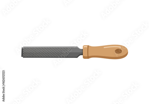 Pixelated metal file with a wooden handle