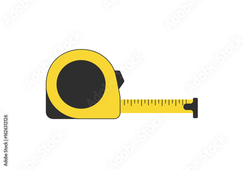 A yellow and black cartoon tape measure extending to the right