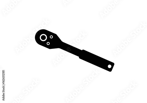 Ratchet wrench silhouette ready for tightening  loosening bolts