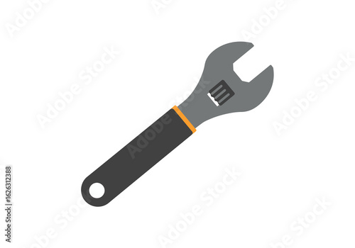 Isolated adjustable wrench tool with gray head  black handle repair essential