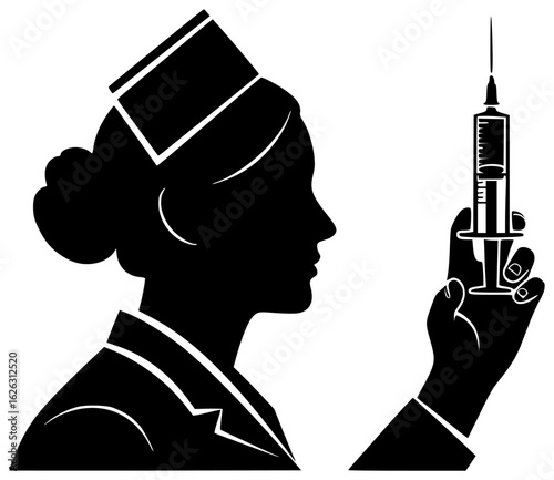 Nurse holds syringe with clear liquid and doctor injects medicine into patient