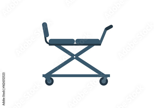 Teal medical gurney on wheels simple design with backrest  handles