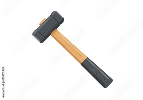 Sledgehammer A classic tool with a charcoal head and wooden handle