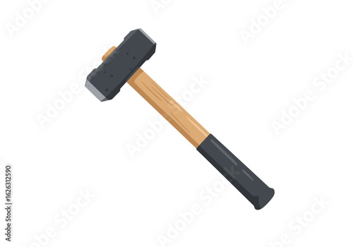 A weighty sledgehammer rests poised for demolition or construction
