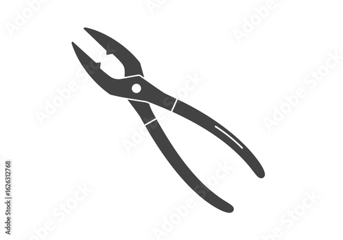 Shadowy plumbers pliers with curved grip stand out on white