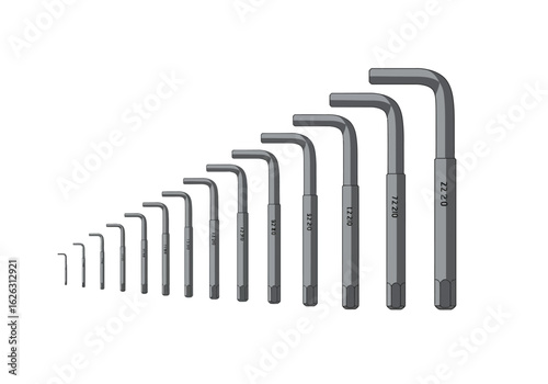 Ascending Hex Key Symphony Tools aligned in precise graduated order
