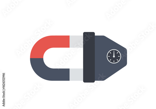 Magnetic Time A horseshoe magnet meets a gauge a visual fusion of attraction and temporal measurement