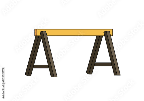 Woodworking stands hold a beam in place ready for projects