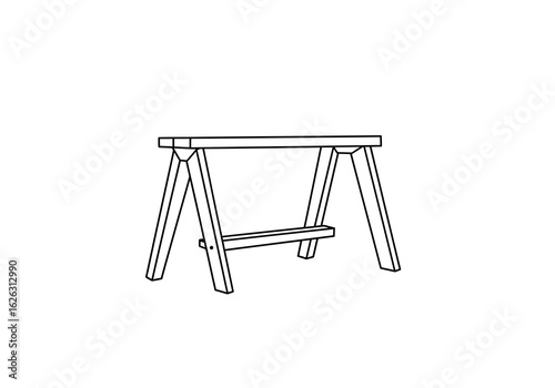 Simple sawhorse wood legs tabletop DIY craft workbench