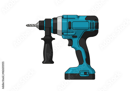 Teal and black drill stands ready for home improvement tasks