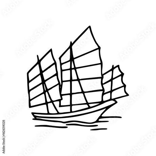 classic sailing ship line art