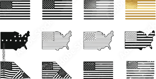 American flag and map graphics