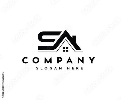 SA letter real estate logo with a house for a property business or construction company