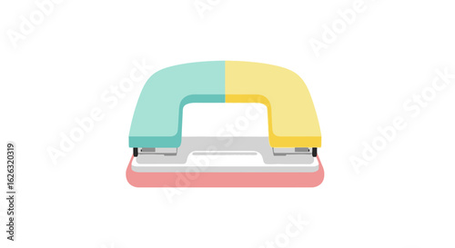 Two-Tone Paper Puncher - Flat Vector Office Tool
