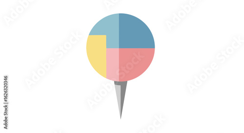 Flat Vector Illustration of a Push Pin in Geometric Pastel Style
