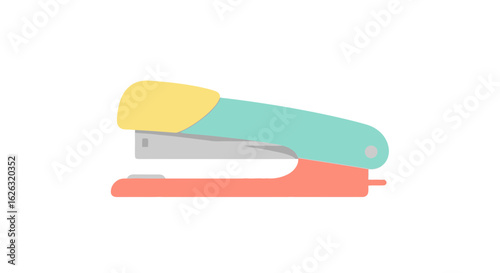 Flat Vector Illustration of a Stapler in Soft Pastel Colors

