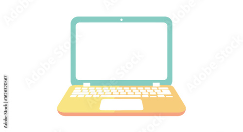 Flat Design Vector of an Open Laptop with Pastel Colors