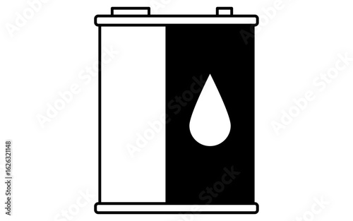 Simple and cute line icon of engine oil in a metal can for automotive maintenance illustration