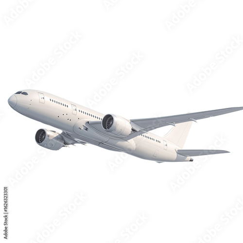 realistic 3d model of white airplane flying
