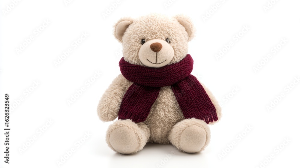 Obraz premium Closeup of adorable teddy bear wearing warm scarf perfect gift for comfort and joy