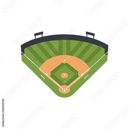 Baseball field diagram perfect for sports charts or instructional materials with a simplified view of the ball field layout. Great for sportsrelated projects.