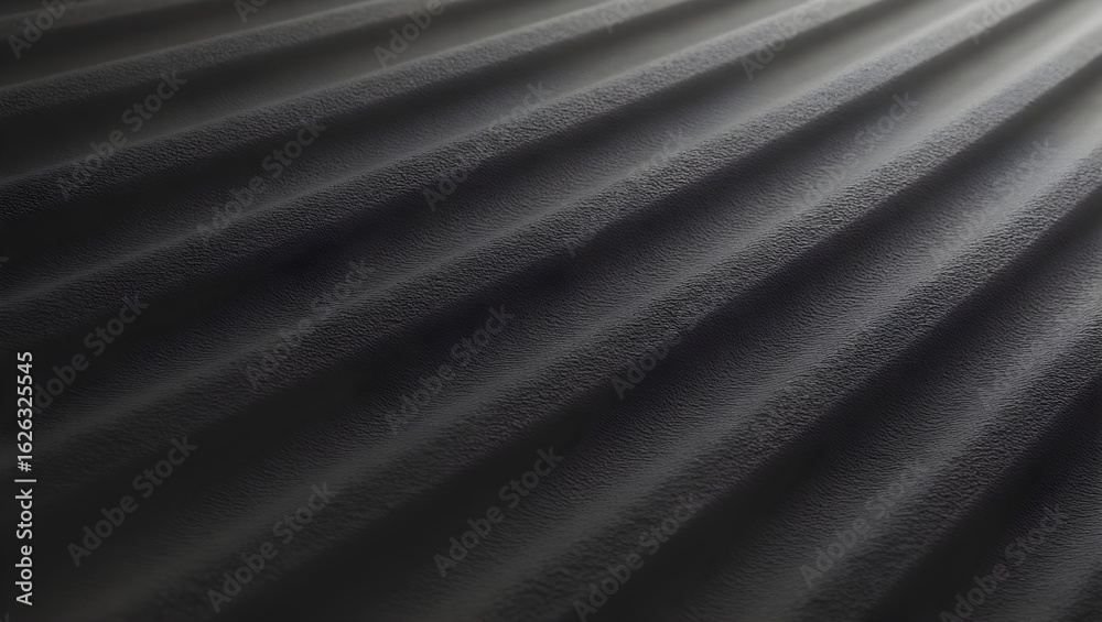 Fototapeta premium The image shows a textured, dark gray corrugated surface with a light gradient, symbolizing depth and movement.