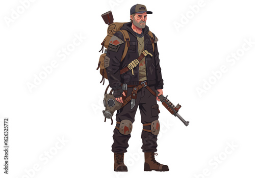 Pixelated Wasteland Wanderer Survivor Gear and Worn Resilience